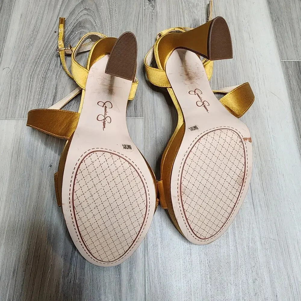 Jessica Simpson Sandals Women's 8M Gold Rayli Ankle Strap Heeled